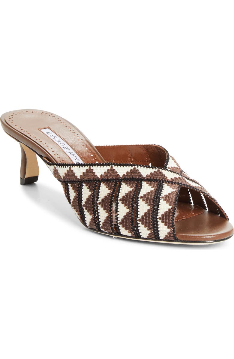 Manolo Blahnik Trofesamu Slide Sandal, Main, color, Brown/ Cream