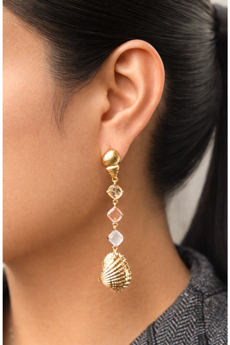 Seaside Pastel Shell Drop Earrings, Alternate, color, GOLD
