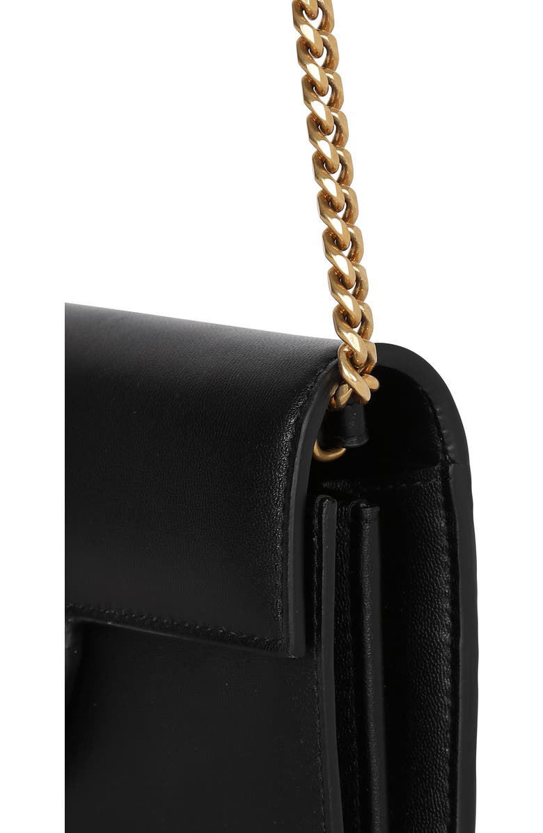 Balmain B-Buzz Calfskin Leather Wallet on a Chain, Alternate, color,