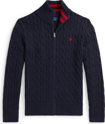 Polo Ralph Lauren Cotton Cable Zip Cardigan | Nordstrom
