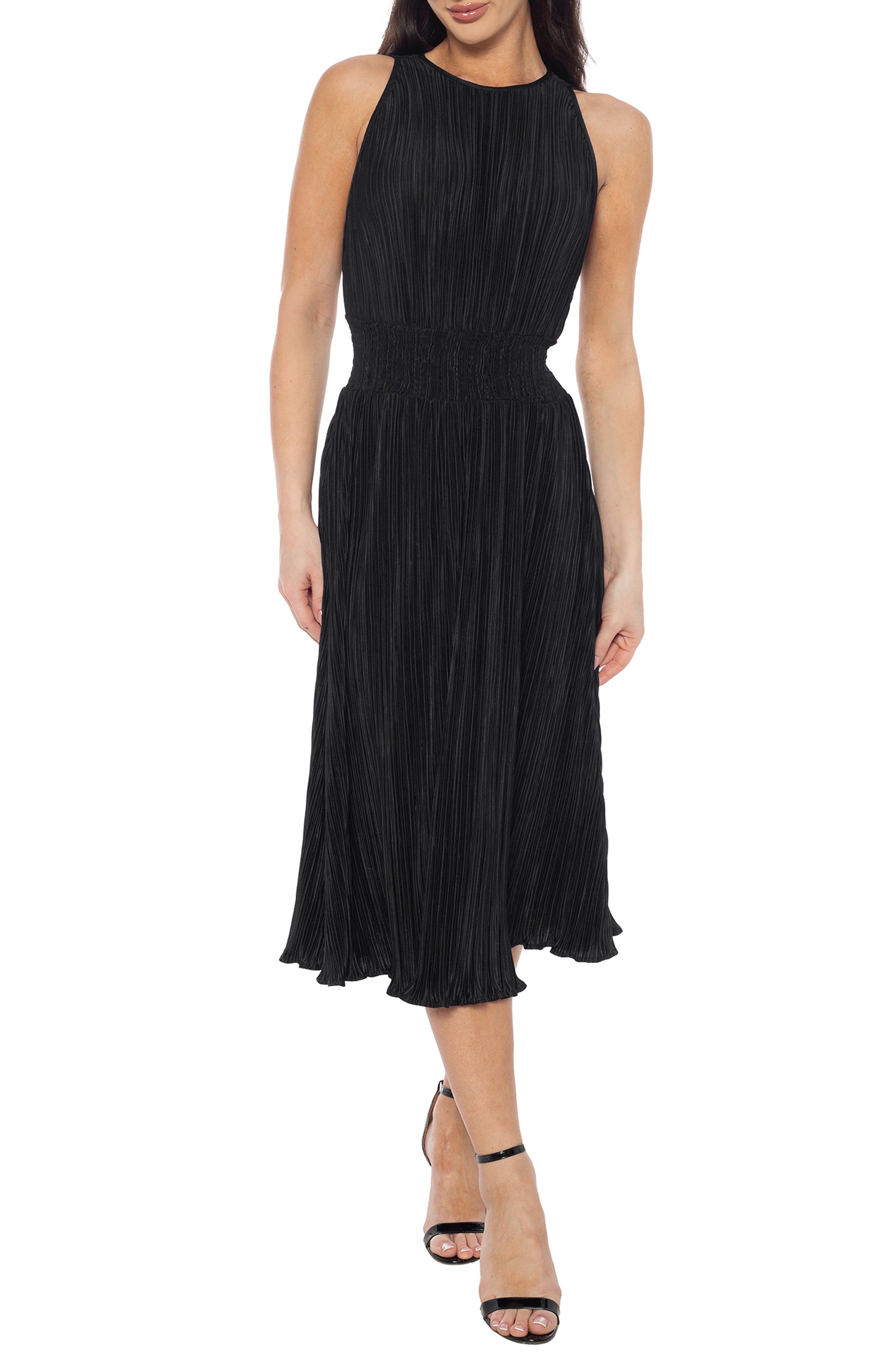 Marina Sleeveless Pleated Midi Dress
