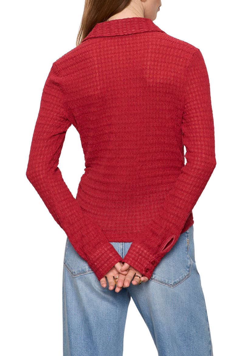Juno Textured Button-Up Top, Alternate, color, RED BERRY