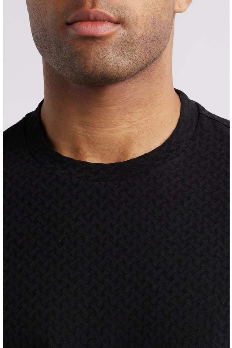 Basket Weave Jacquard T-Shirt, Alternate, color, SOLID BLACK