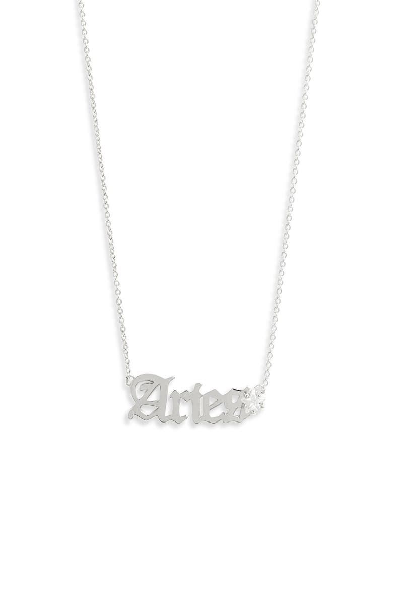 Melinda Maria Zodiac Script Pendant Necklace, Main, color,
