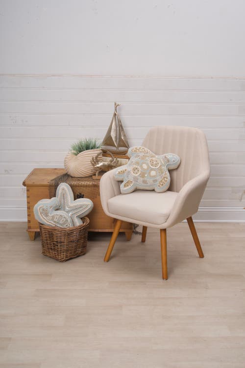 C & F Home C&f Home Beaded Sea Turtle Coastal Embellished Accent Shaped Pillow In Multi