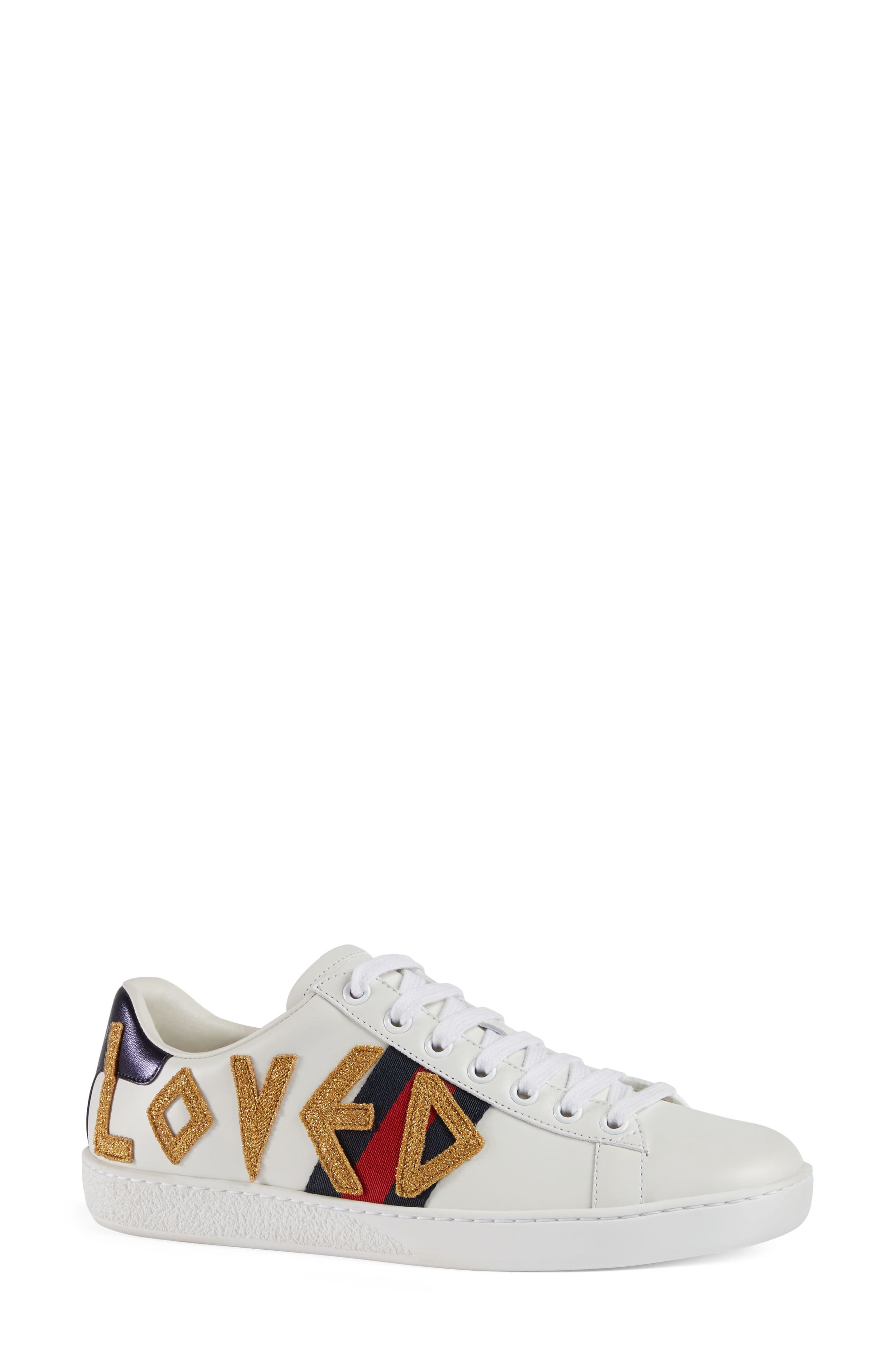 Gucci New Ace Loved Sneakers, Main, color, 