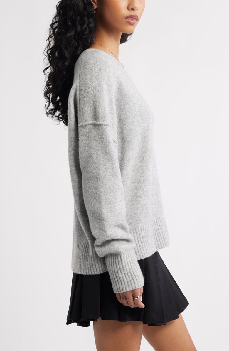BP. Oversize Cozy V-Neck Sweater, Alternate, color, Grey Heather