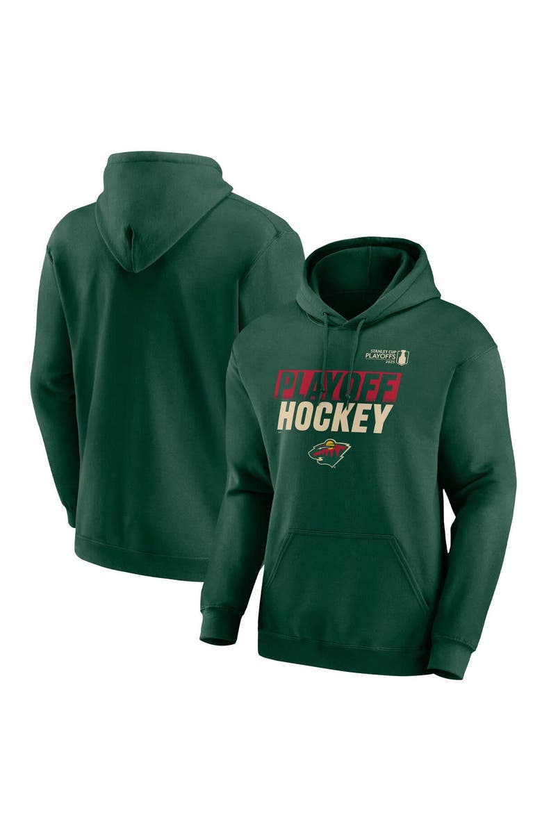 FANATICS Men's Fanatics Green Minnesota Wild 2025 Stanley Cup Playoffs Breakout Fleece Pullover Hoodie, Main, color, 