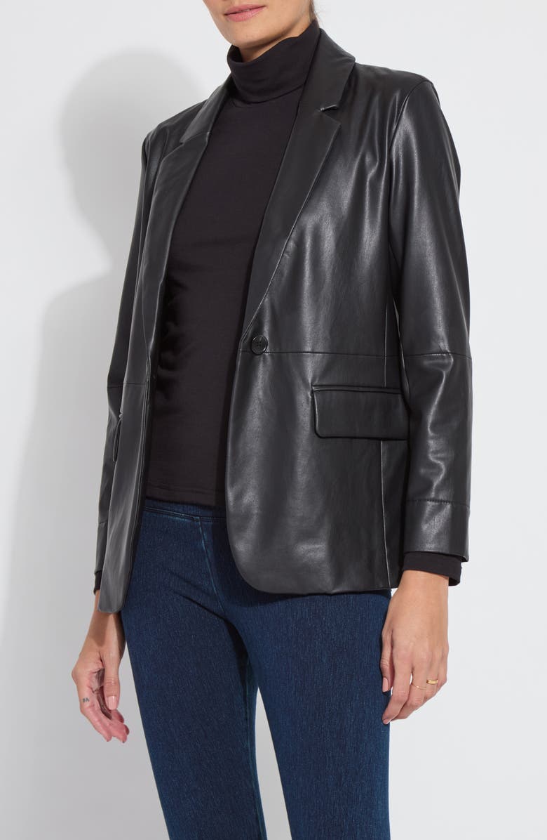 Lysse 'Lyssentials Faux Leather Blazer, Main, color, Black