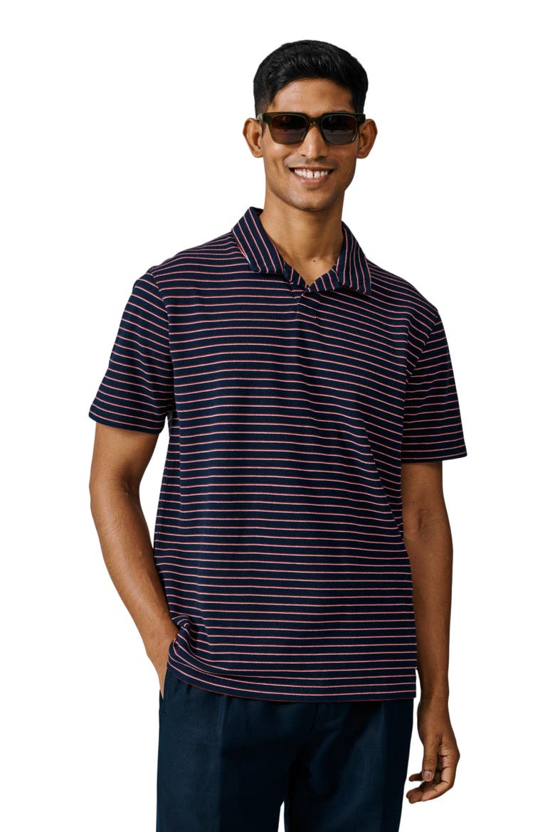 Baysdale Open Collar Polo, Main, color, Navy Stripe