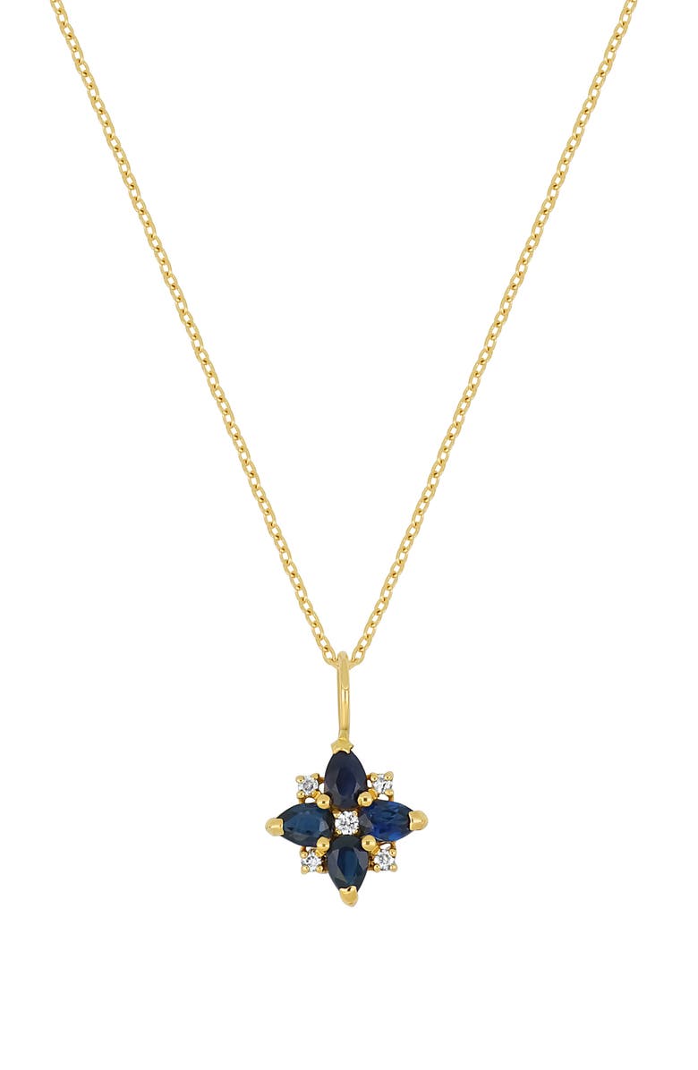 Bony Levy El Mar 18K Gold Sapphire & Diamond Flower Pendant Necklace, Main, color, Gold