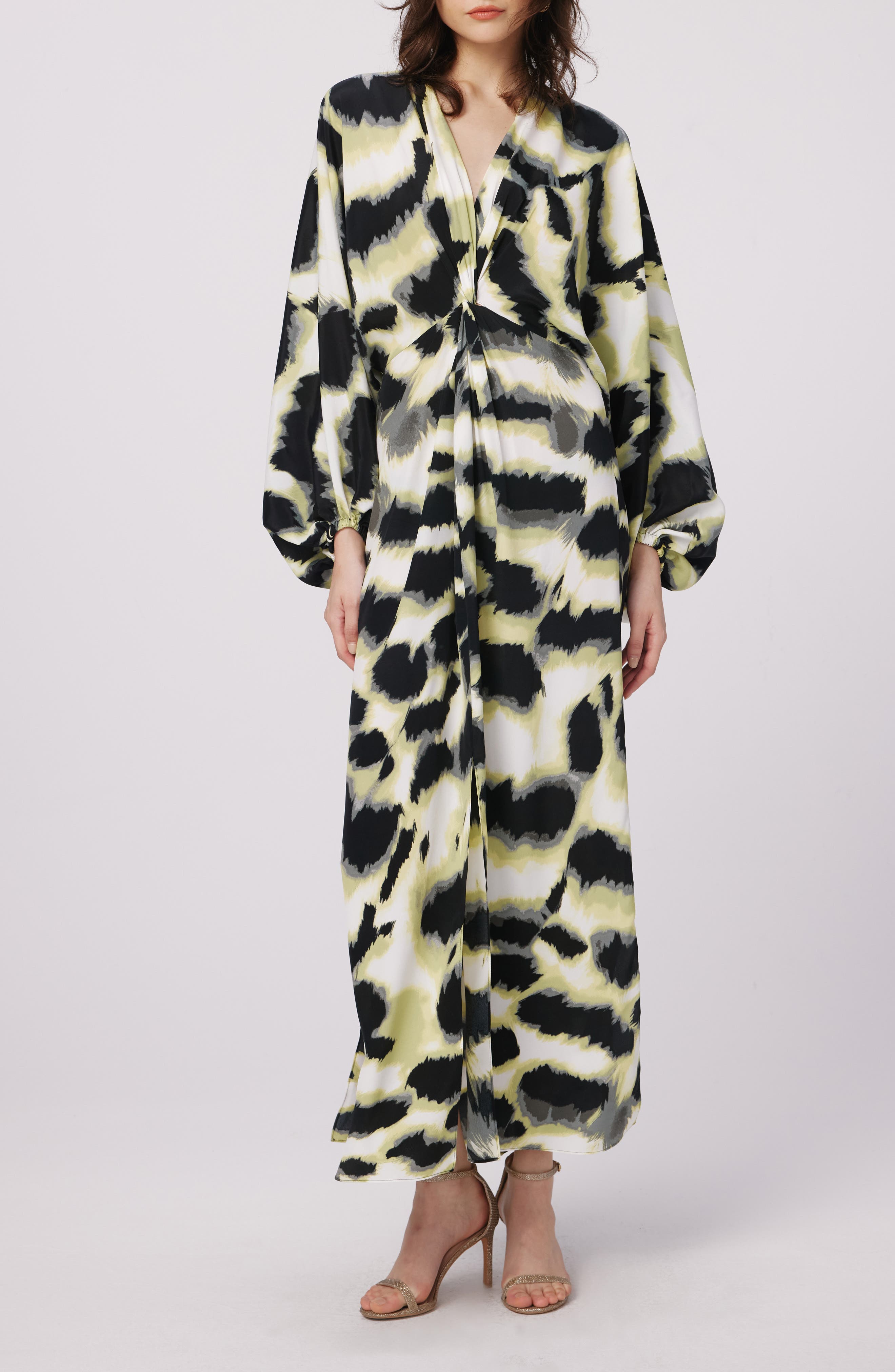 DVF Print Long Sleeve Maxi Dress
