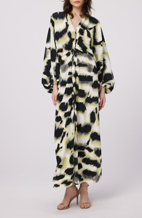 Print Long Sleeve Maxi Dress