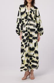 DVF Print Long Sleeve Maxi Dress