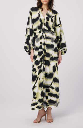 DVF Print Long Sleeve Maxi Dress