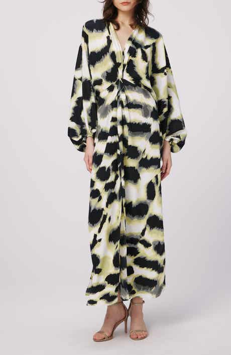 DVF Print Long Sleeve Maxi Dress