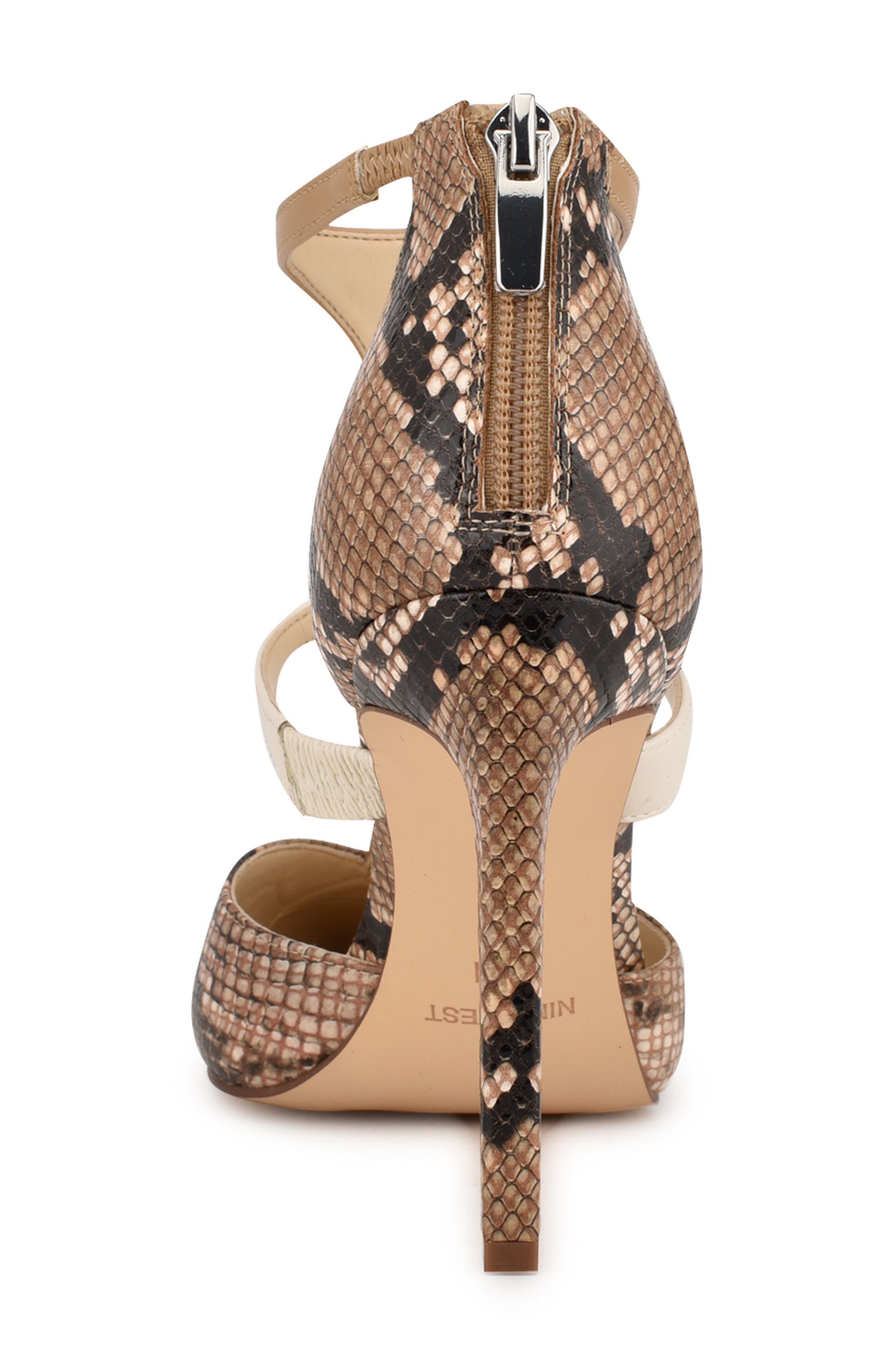 T-Strap Pointed Toe Pump, Alternate, color, NATURAL/ SNAKE MULTI