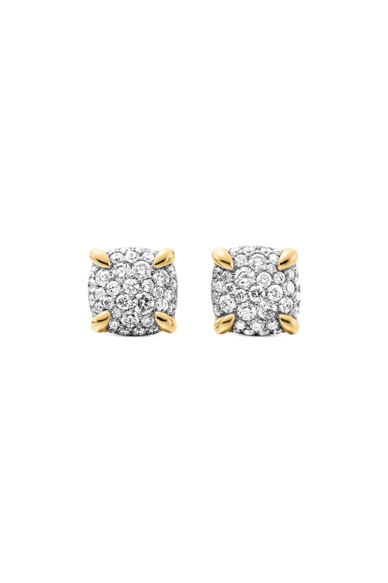 Chatelaine® Stud Earrings in 18K Gold & Pavé Diamonds, Main, color, DIAMOND