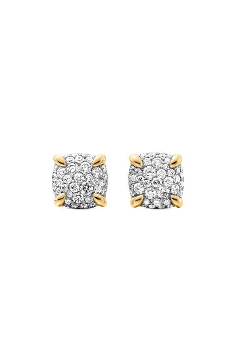 Chatelaine® Stud Earrings in 18K Gold & Pavé Diamonds