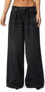 EDIKTED Pleated Low Rise Wide Leg Jeans