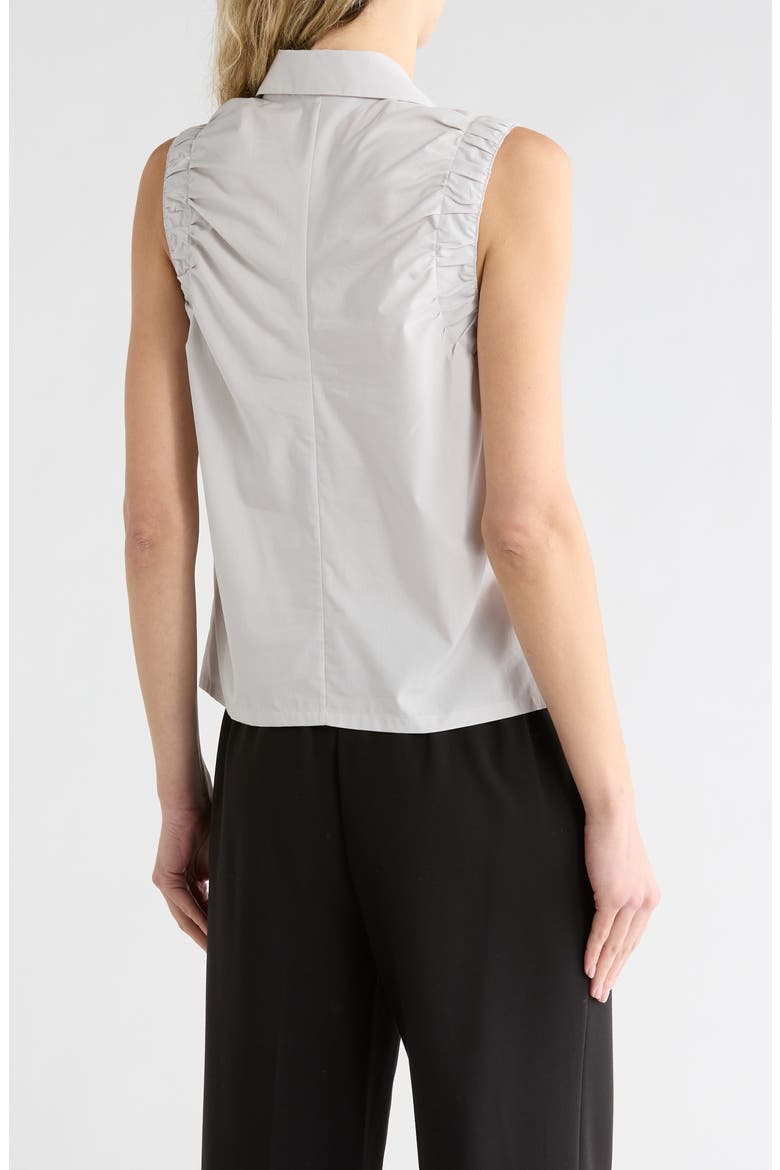 Georgina Ruched Button-Up Shirt, Alternate, color, LIGHT GREY