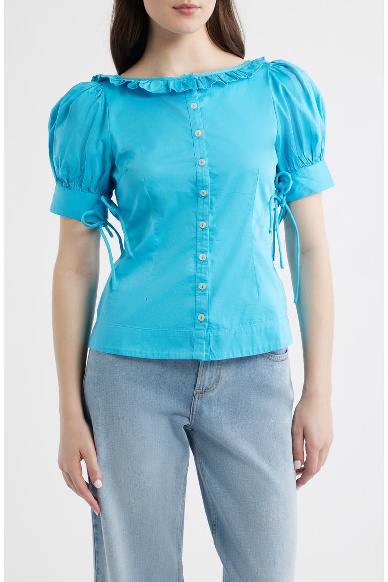 Anke Organic Cotton Button-Up Shirt, Main, color, BLUE