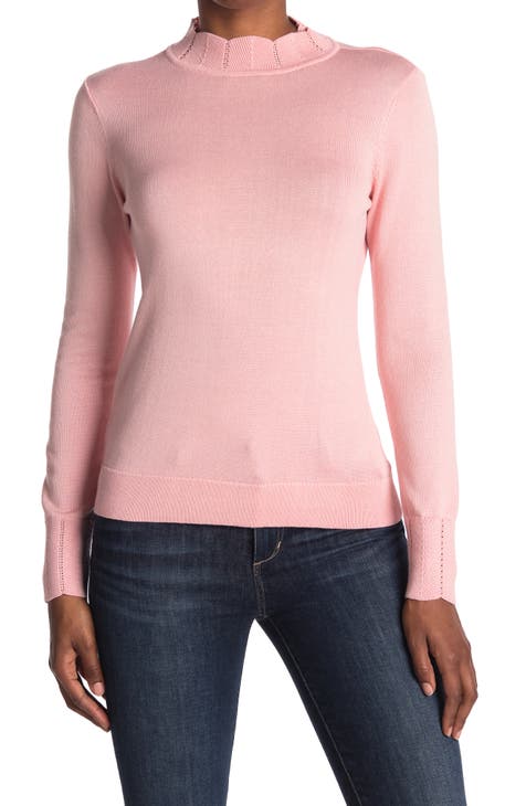 Scallop Mock Neck Sweater