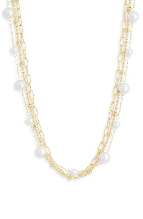 Faux Pearl Demi Fine Layered Chain Necklace
