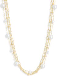 NORDSTROM RACK Faux Pearl Demi Fine Layered Chain Necklace