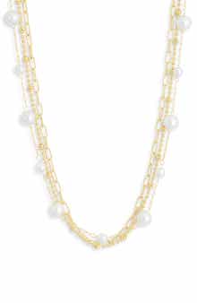 NORDSTROM RACK Faux Pearl Demi Fine Layered Chain Necklace