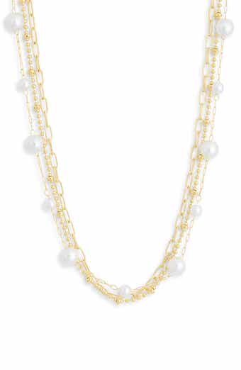 NORDSTROM RACK Faux Pearl Demi Fine Layered Chain Necklace