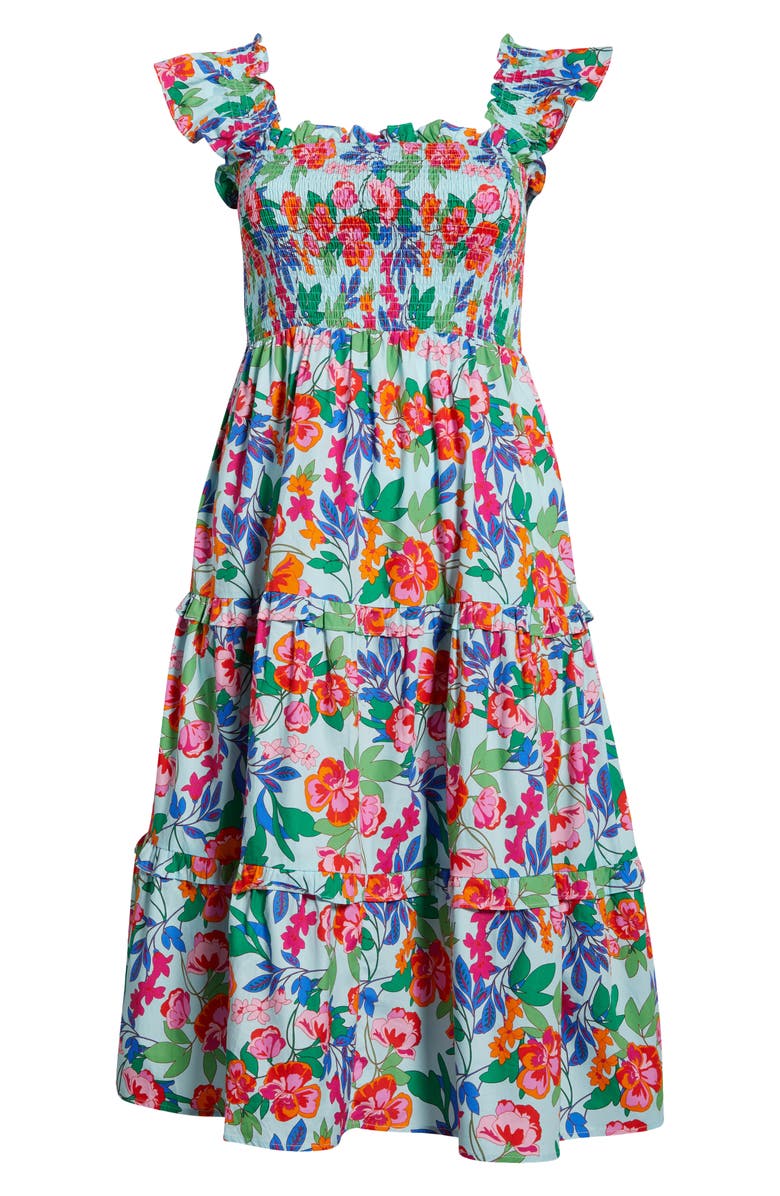 SUGARLIPS Orlena Floral Cotton Sundress, Alternate, color, Blue/ Green