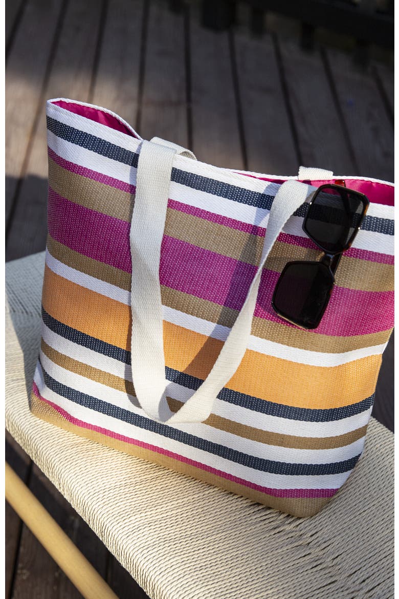 Striped Beach Tote, Alternate, color, Mulit-color