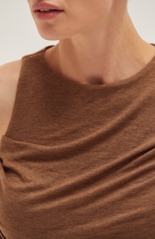 Crescent Shirred Knit Tank Top In Brown