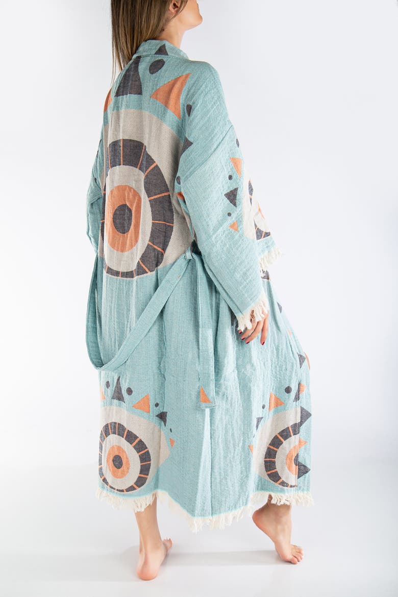 Ciela Handmade Cotton Boho Robe Cover-Up, Alternate, color, Light Blue