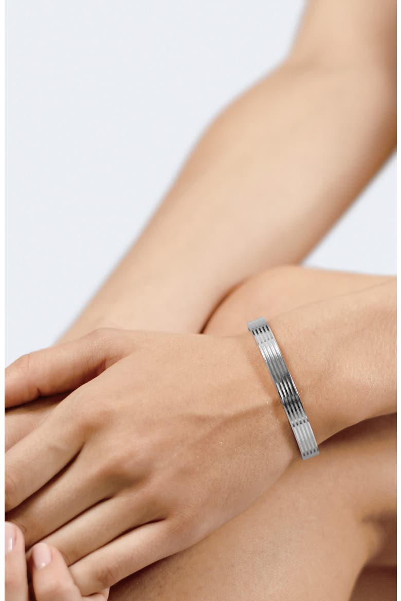 Men's 23G Sterling Silver Guilloche Ribbon Cuff Bracelet, Alternate, color, SILVER