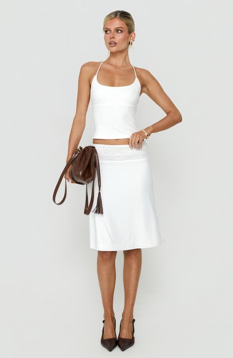 Zenaide Lace Detail Midi Skirt