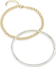 Argento Vivo Sterling Silver Set of 2 Two-Tone Bracelets