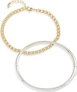 Argento Vivo Sterling Silver Set of 2 Two-Tone Bracelets