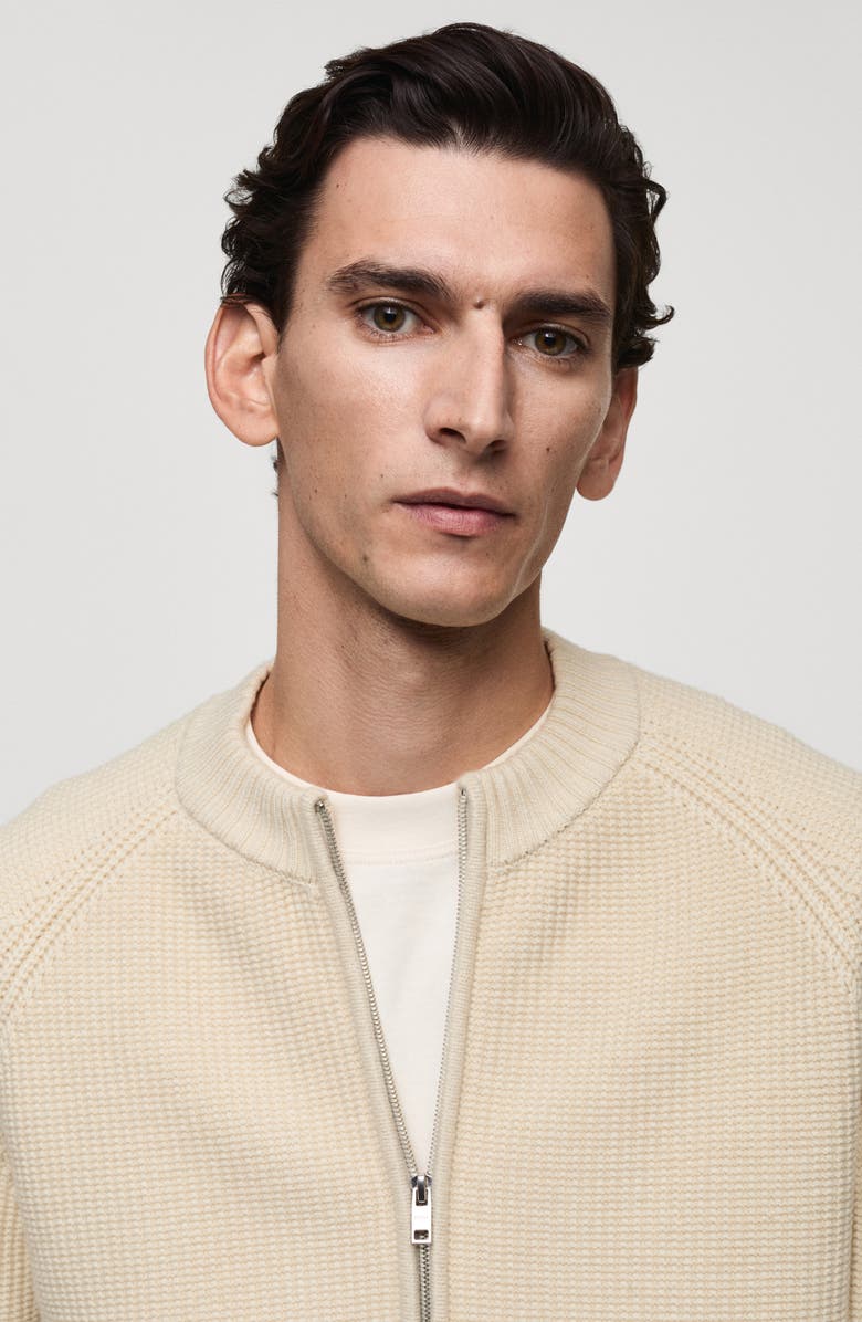 MANGO Zip-Up Cardigan, Alternate, color, Sand