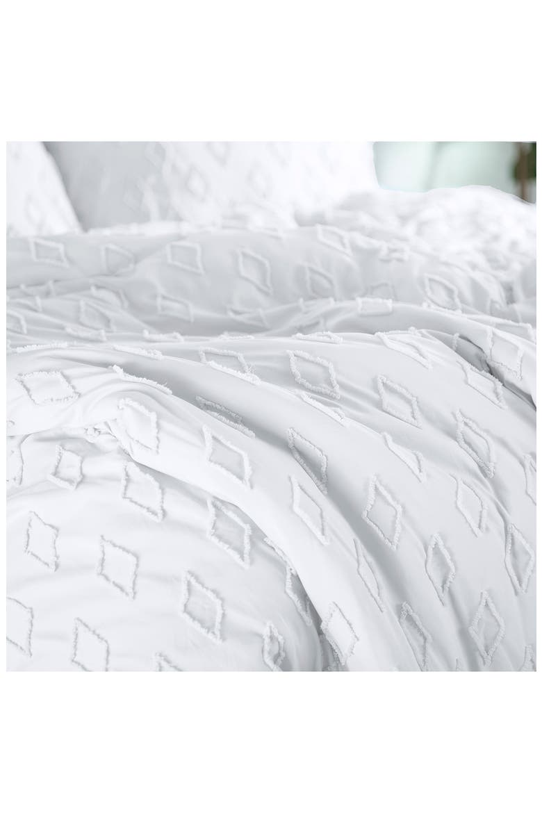 Delta Clipped Jacquard Duvet Cover Set, Alternate, color, WHITE