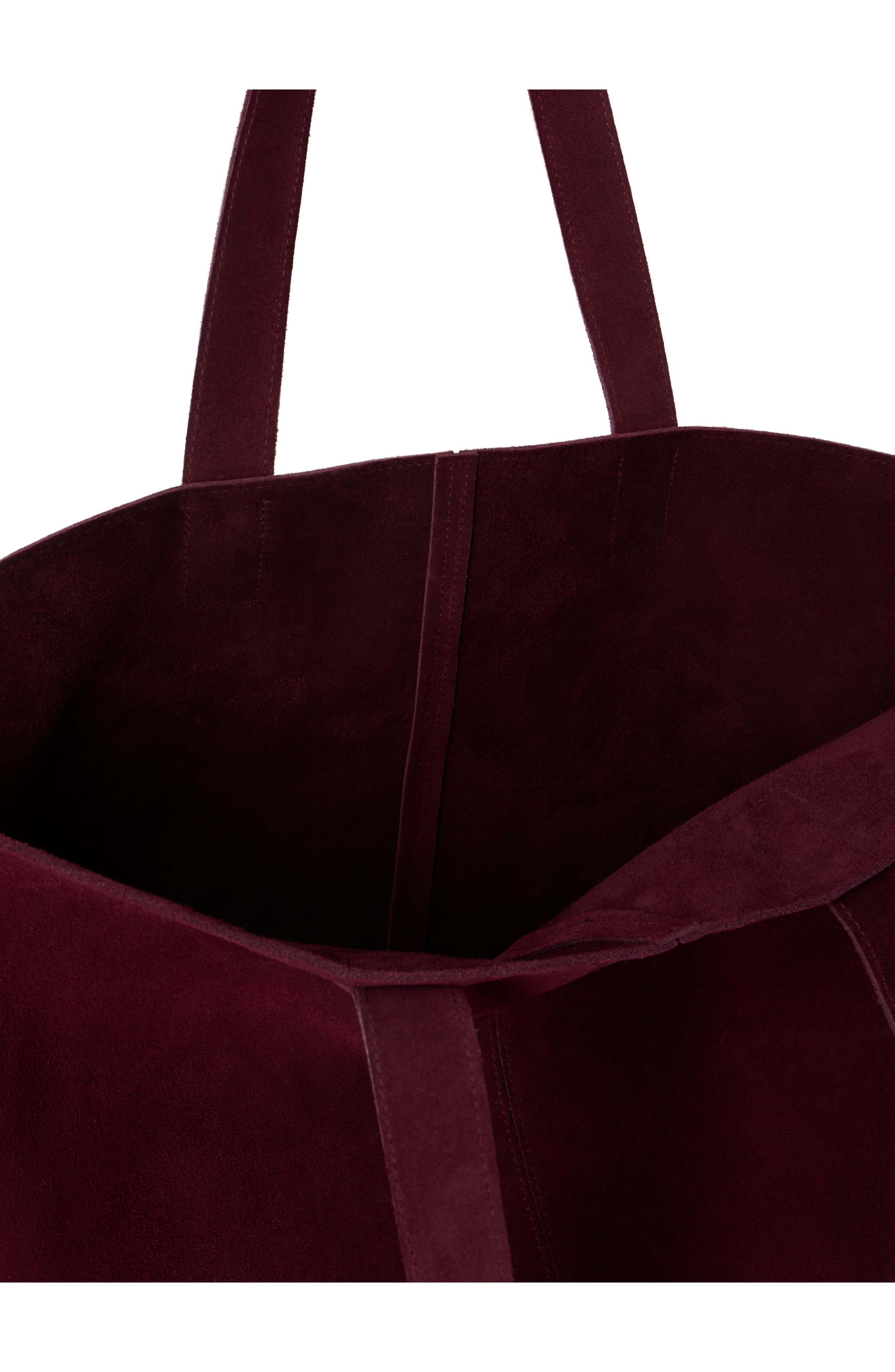 Medium AI Suede Convertible Shoulder Tote, Alternate, color, BURGUNDY