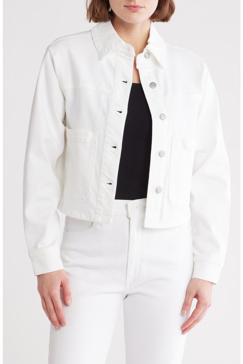 Crop Denim Jacket, Main, color, WHITE