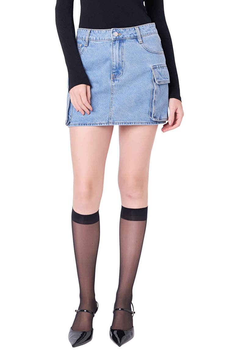 Denim Cargo Miniskirt, Main, color, DENIM