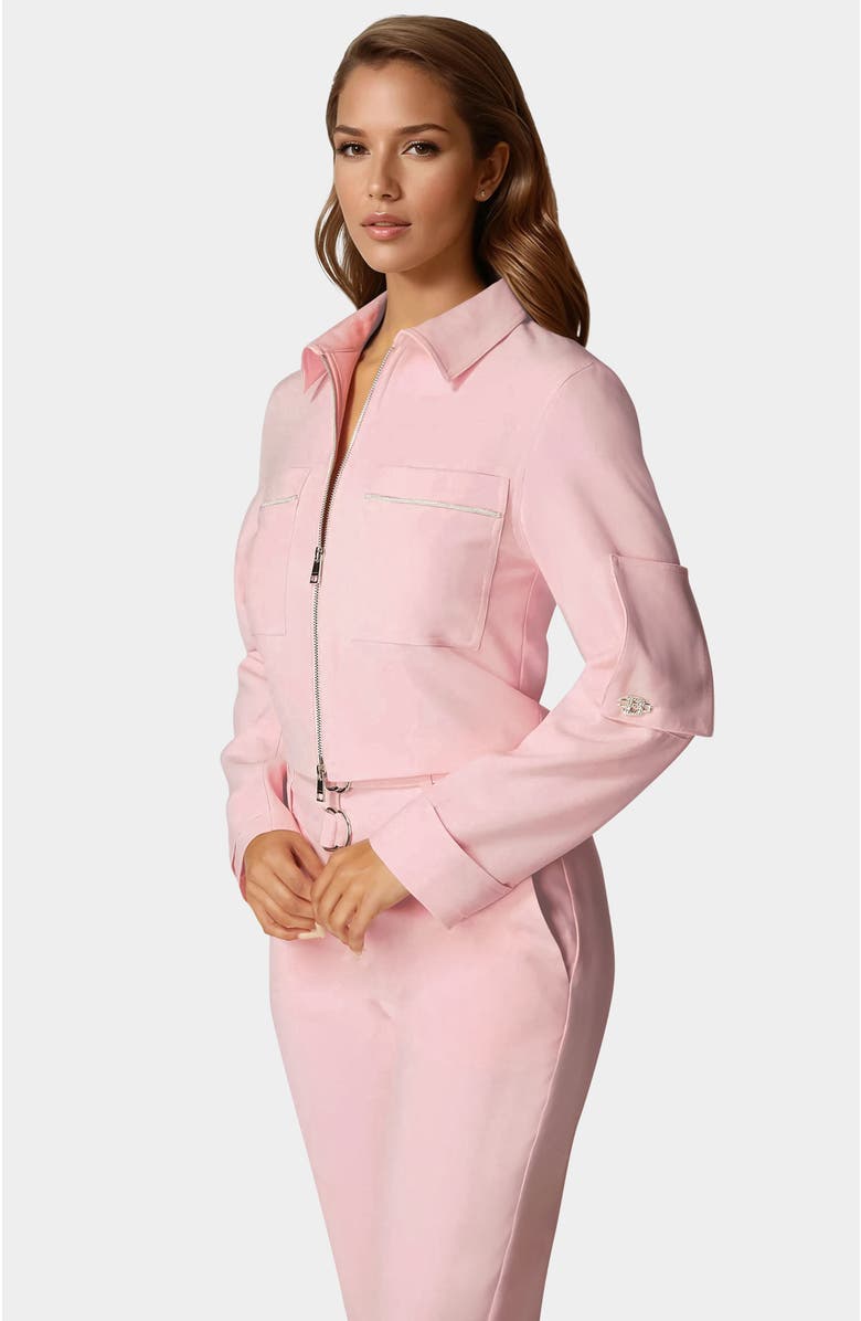 bebe Embellished Bomber Jacket, Alternate, color, Mary's Rose