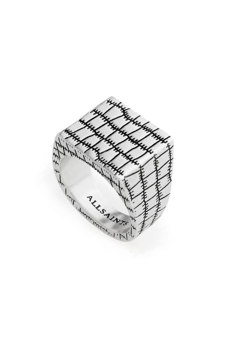 Croc Texture Signet Ring, Main, color, WARM SILVER