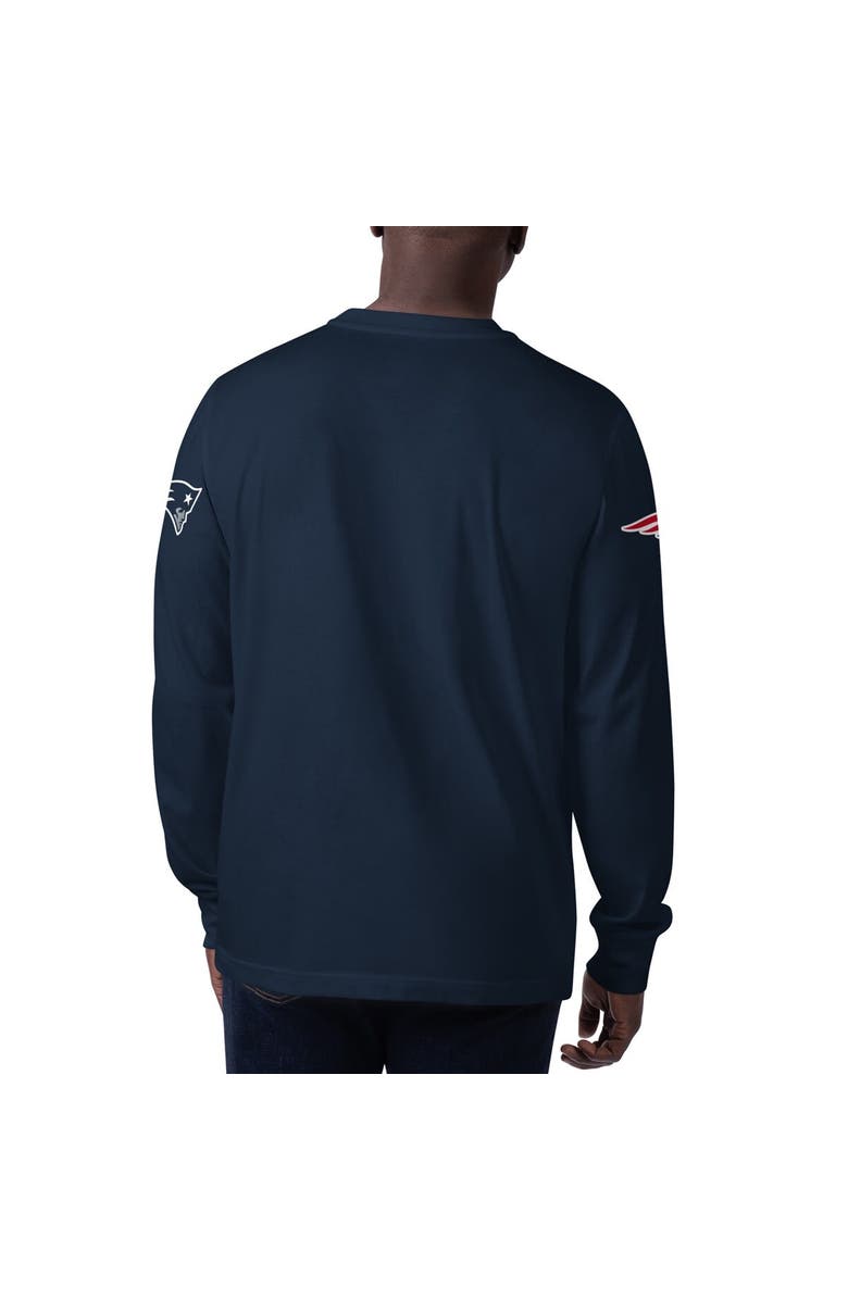 STARTER Men's Starter Navy New England Patriots Clutch Hit Long Sleeve T-Shirt, Alternate, color, Navy