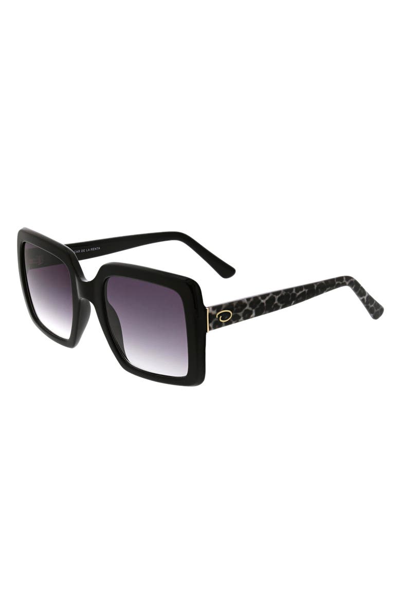 Oscar de la Renta 52mm Large Contemporary Square Sunglasses, Alternate, color, Black/ Blush