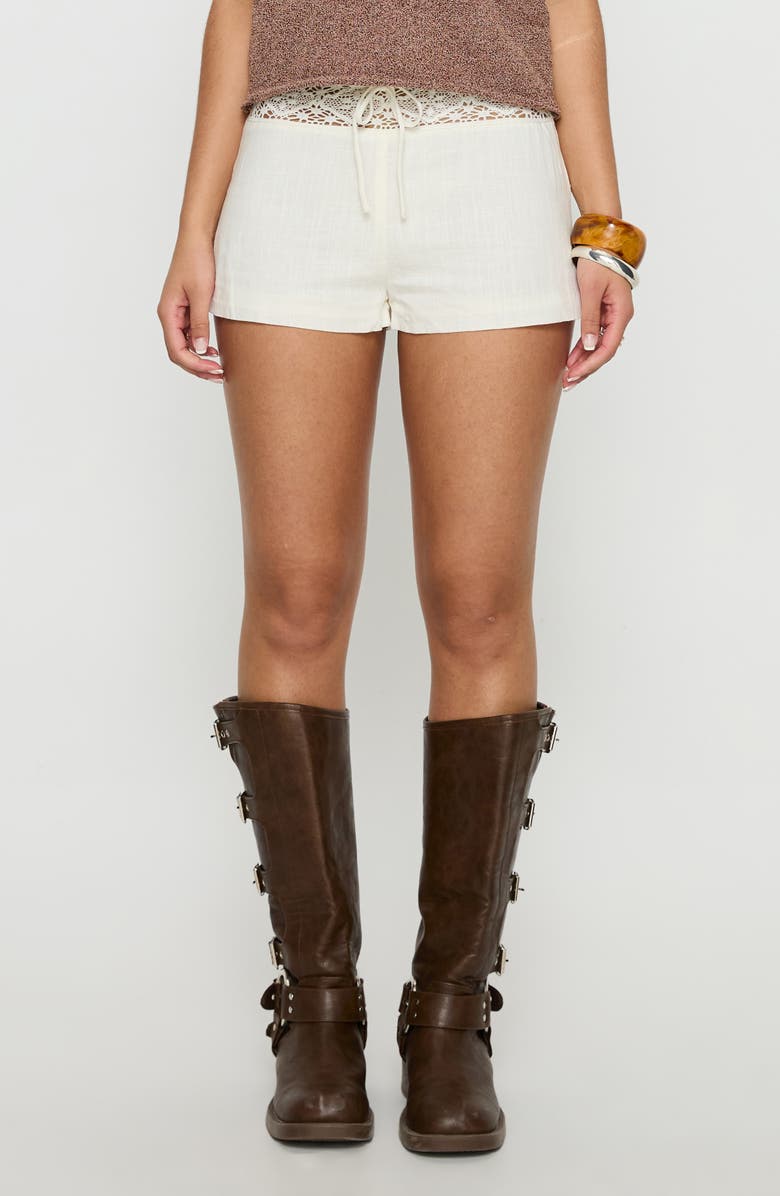 Princess Polly Chelisa Mid Rise Crochet Trim Shorts, Main, color,
