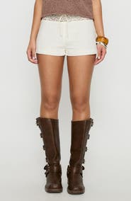 Princess Polly Chelisa Mid Rise Crochet Trim Shorts